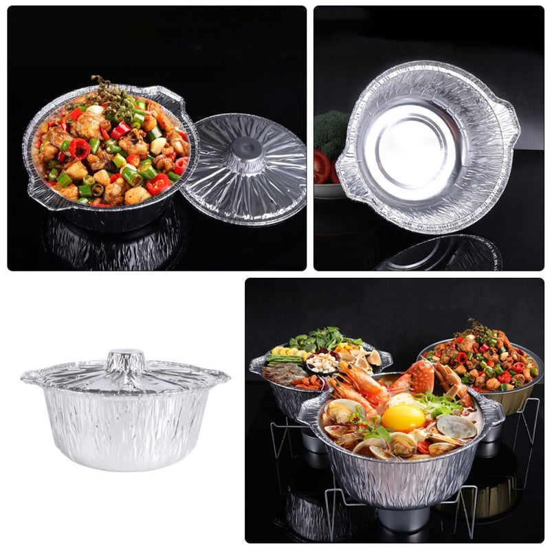 Disposable Aluminum Foil Pan with Lid 3000ml Bbq Baking Roasting Tray for Camping Meal Prep - Image 5