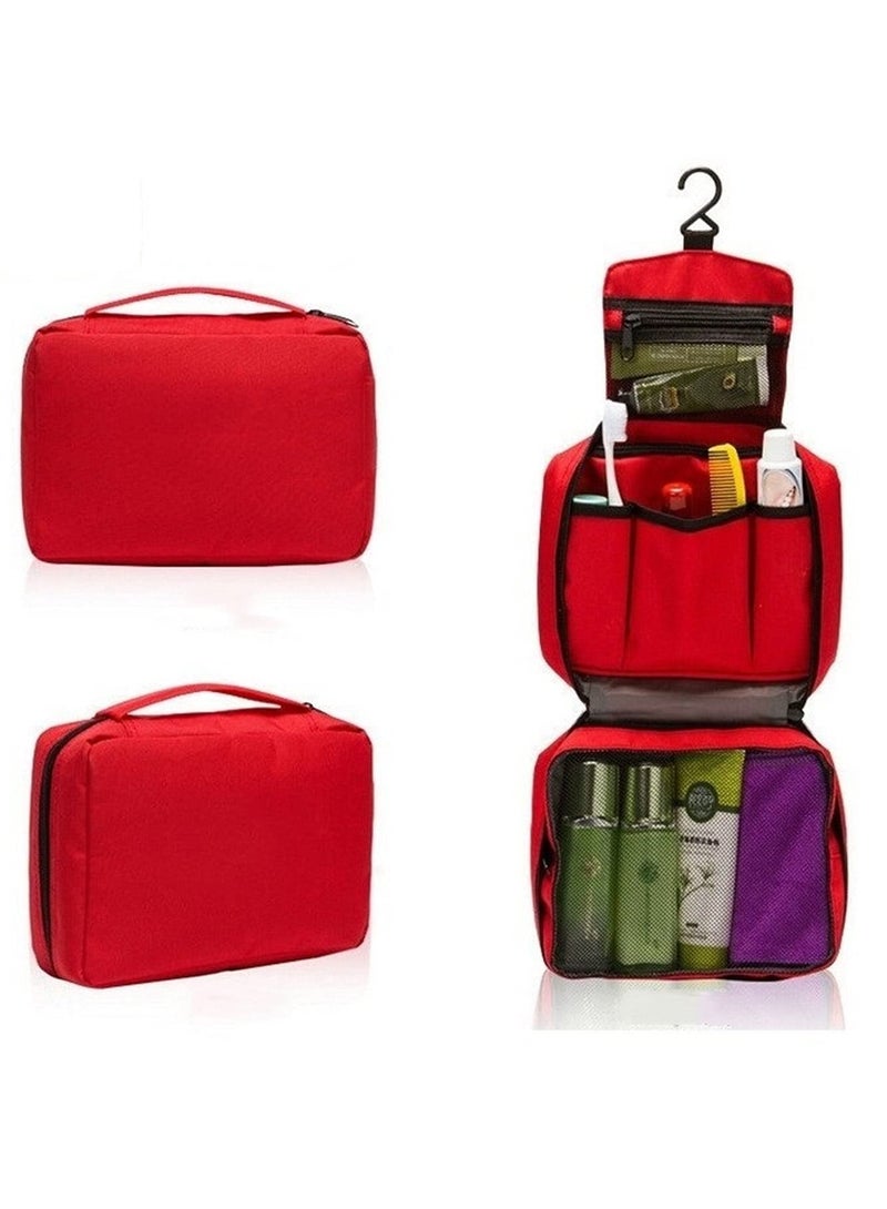 حقائب مستحضرات التجميل المقاومة للماء حقيبة مستحضرات التجميل مع خطاف استلام حقيبة تشطيب محمول (أحمر) - Image 1