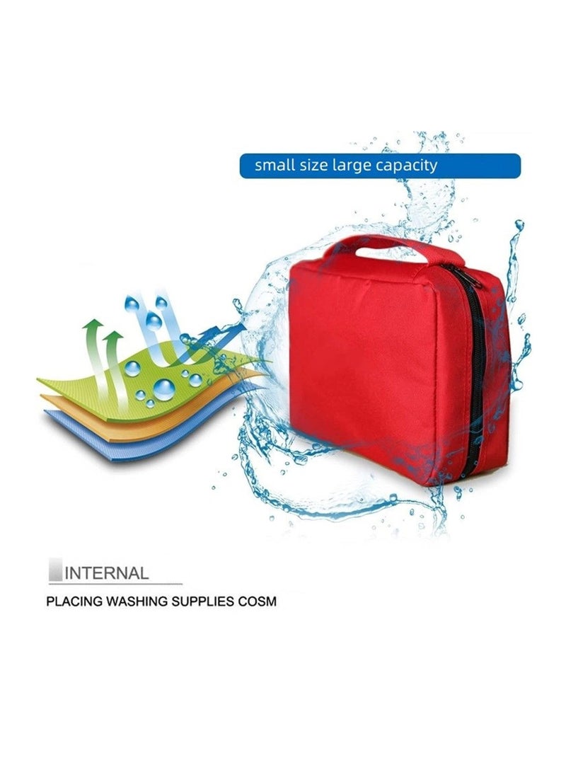 حقائب مستحضرات التجميل المقاومة للماء حقيبة مستحضرات التجميل مع خطاف استلام حقيبة تشطيب محمول (أحمر) - Image 3