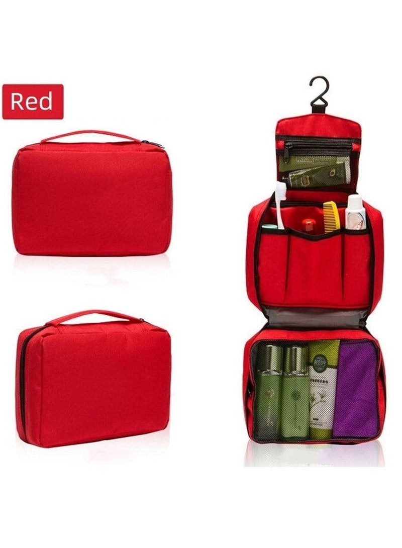 حقائب مستحضرات التجميل المقاومة للماء حقيبة مستحضرات التجميل مع خطاف استلام حقيبة تشطيب محمول (أحمر) - Image 2