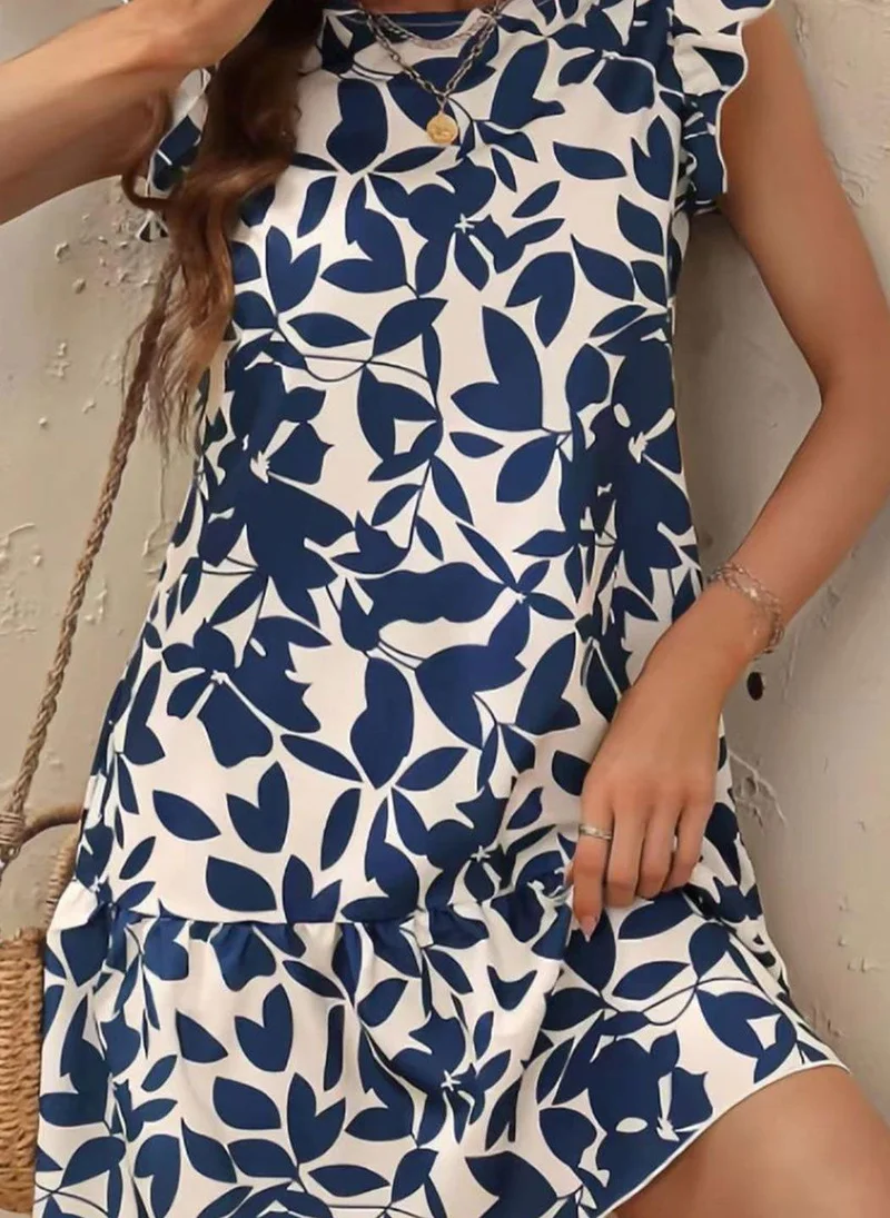 يونيكي Blue Self Design A-Line Dress