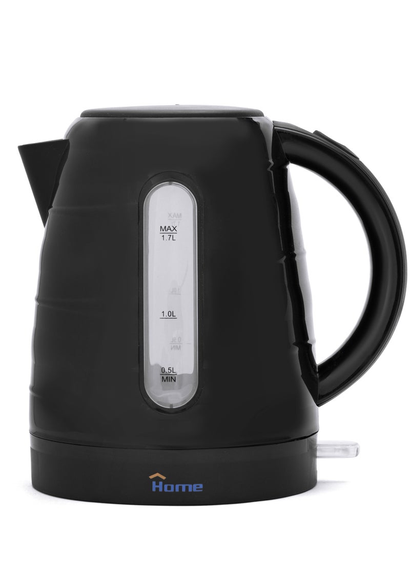 Home - Plastic electric kettle 1850 watts, capacity: 1.7 liters. It makes no noise during boiling, allowing you to enjoy your beverage in peace. You can enjoy pure beverages thanks to its filter that helps remove impurities. An external window displays the water level. Overheat protection. - Image 1