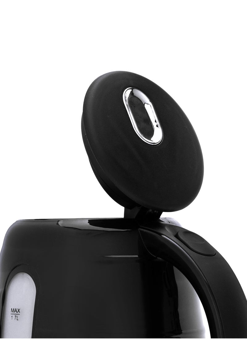 Home - Plastic electric kettle 1850 watts, capacity: 1.7 liters. It makes no noise during boiling, allowing you to enjoy your beverage in peace. You can enjoy pure beverages thanks to its filter that helps remove impurities. An external window displays the water level. Overheat protection. - Image 1