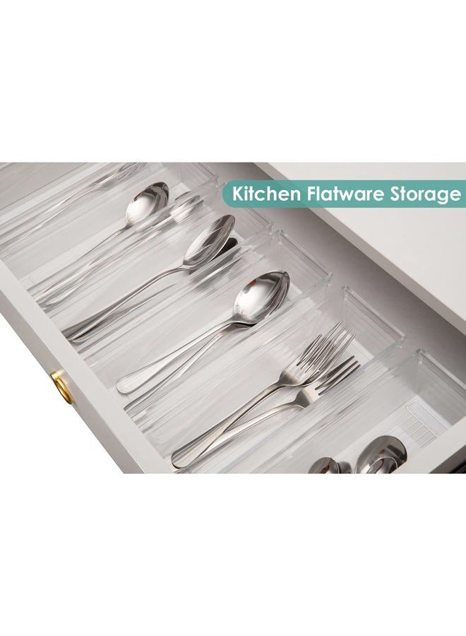 Backerysupply Clear Plastic Drawer Organizer Tray for Vanity Cabinet (12”×3”×2”，Set of 8),Storage Tray for Makeup, Kitchen Utensils, Jewelries, and Gadgets - Image 5
