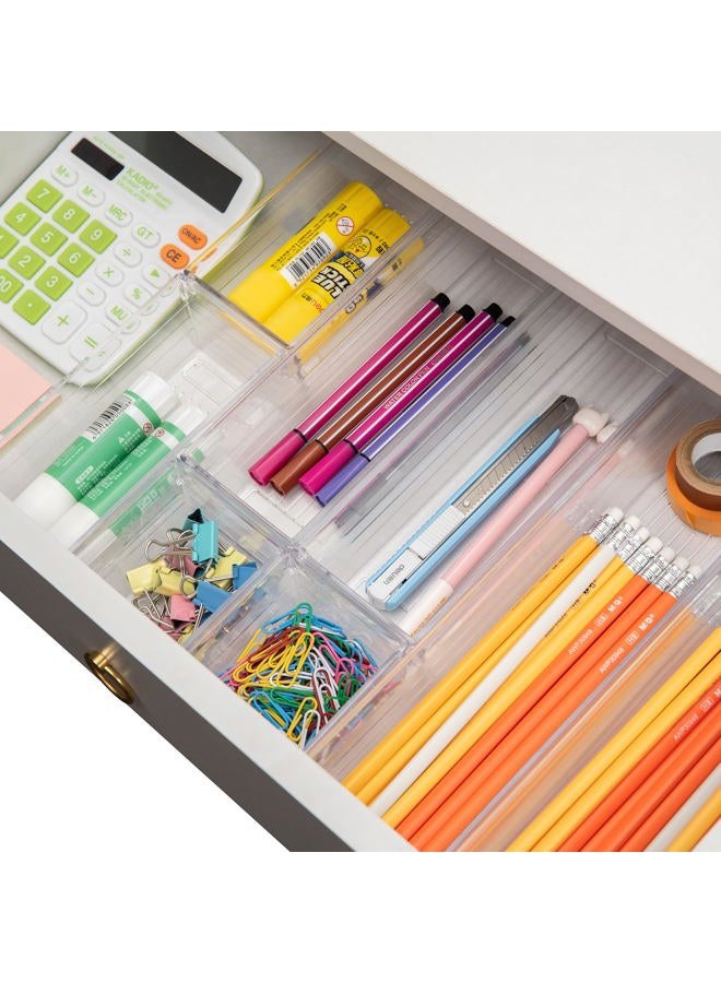 Backerysupply Clear Plastic Drawer Organizer Tray for Vanity Cabinet (12”×3”×2”，Set of 8),Storage Tray for Makeup, Kitchen Utensils, Jewelries, and Gadgets - Image 4
