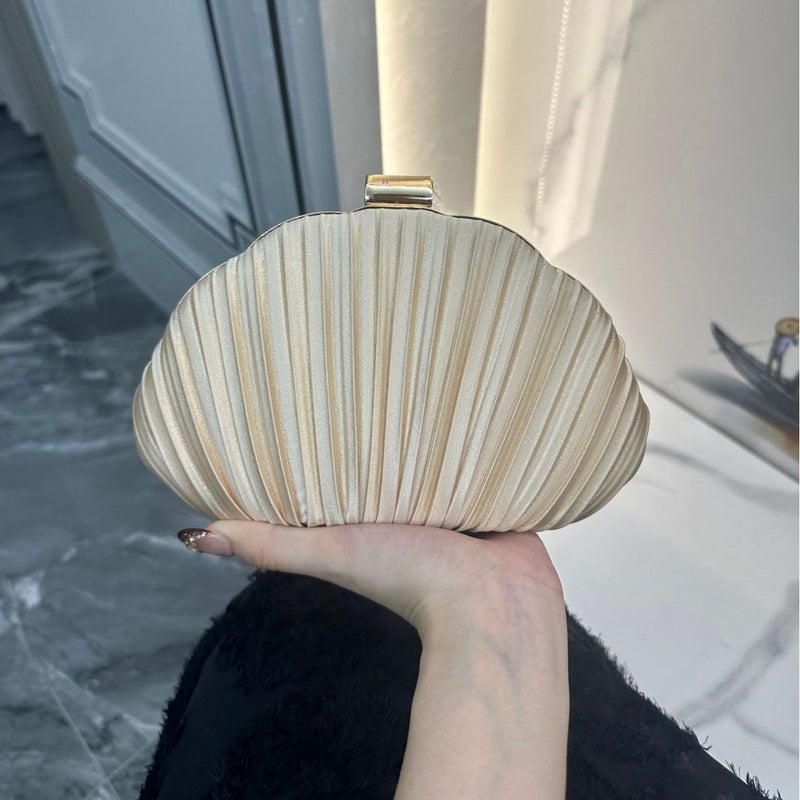 Pearl Chain Pleated Evening Handbag - Image 1