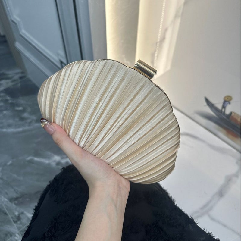 Pearl Chain Pleated Evening Handbag - Image 2