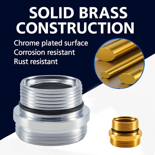XNTONG - Faucet Aerator Adapter, Male Thread M18.5 to Male Thread M22, Copper Plated Chrome Faucet Adapter, Suitable for Kitchen Faucet Adapter Kit Connection, (M18.5-M22) - Image 4
