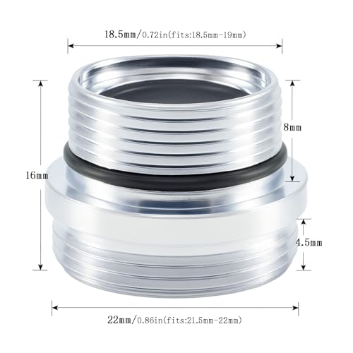 XNTONG - Faucet Aerator Adapter, Male Thread M18.5 to Male Thread M22, Copper Plated Chrome Faucet Adapter, Suitable for Kitchen Faucet Adapter Kit Connection, (M18.5-M22) - Image 2
