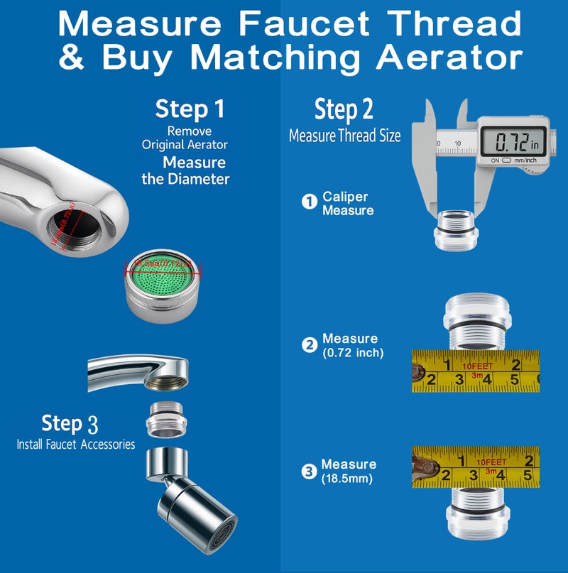XNTONG - Faucet Aerator Adapter, Male Thread M18.5 to Male Thread M22, Copper Plated Chrome Faucet Adapter, Suitable for Kitchen Faucet Adapter Kit Connection, (M18.5-M22) - Image 3
