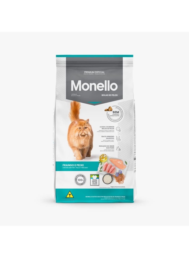 Monello Special Premium Adult Cat Hairball Control Chicken and Fish Flavor 1KG Pet Cat Food - Image 1