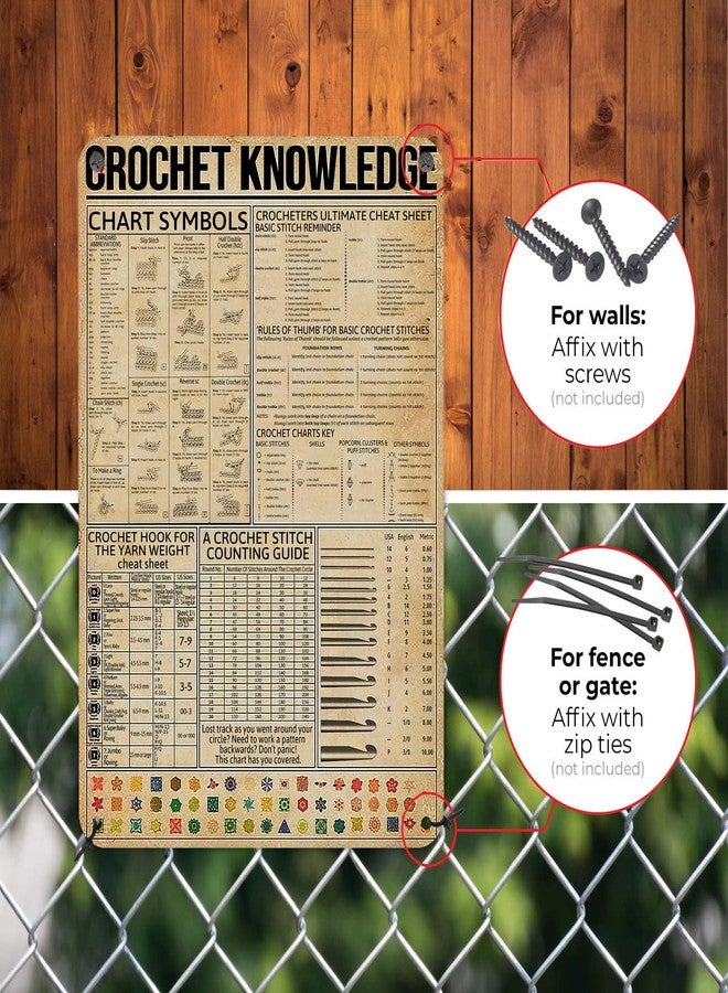 HYBLOM Vintage Crochet Knowledge Metal Tin Sign - Ultimate Crocheter's Cheat Sheet Poster - Gift for Crochet Lovers, Women's Crochet Guide, Sewing Room Wall Decor 12x16 Inches - Image 4