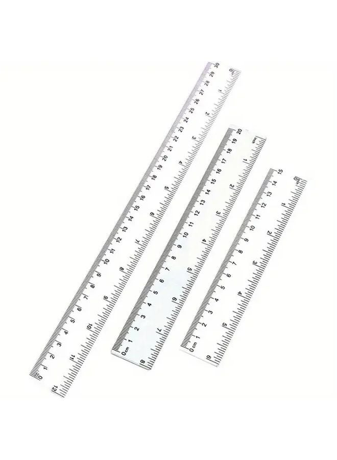 10Pcs 7 87inch Transparent Plastic Rulers Student Double Sided Centimeter Inch Scale - Image 2