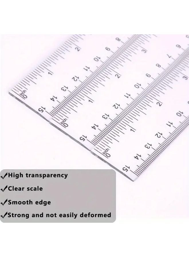 10Pcs 7 87inch Transparent Plastic Rulers Student Double Sided Centimeter Inch Scale - Image 4