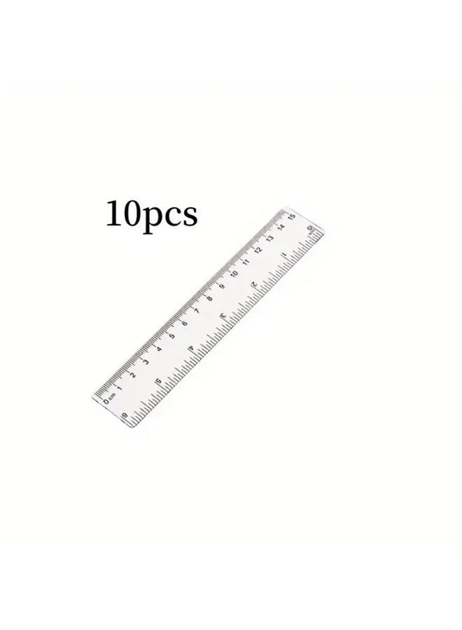 10Pcs 7 87inch Transparent Plastic Rulers Student Double Sided Centimeter Inch Scale - Image 5