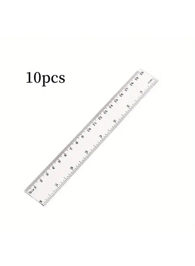 10Pcs 7 87inch Transparent Plastic Rulers Student Double Sided Centimeter Inch Scale - Image 1