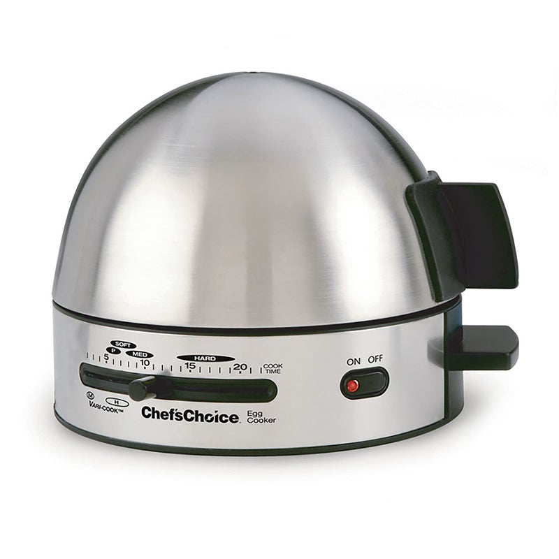 CHEF'S CHOICE ChefsChoice Automatic Electric Egg Cooker 7Egg Capacity with Electronic Timer Audible Signal  Nonstick Stainless Steel Design Hardor SoftCook 7 or 3 Poached or Scrambled 350Watts Metallic 