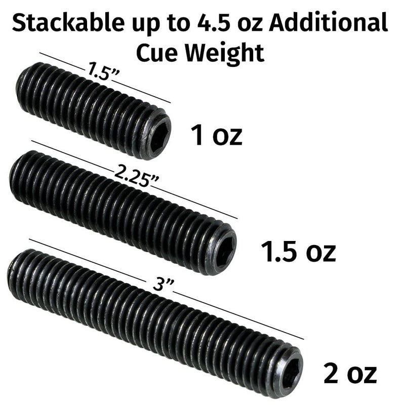 Viking Valhalla Pool Cue Weight Bolts 3 Pack, Includes 1 oz, 1.5 oz and 2 oz Weight Bolt Set for Pool Cue Stick, Pool Stick Weights, Pool Cue Accessories - Image 2