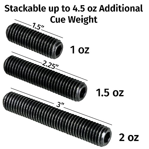 Viking Valhalla Pool/Billiards Cue Weight Bolts 3 Pack - 1oz, 1.5oz, 2oz - Image 2