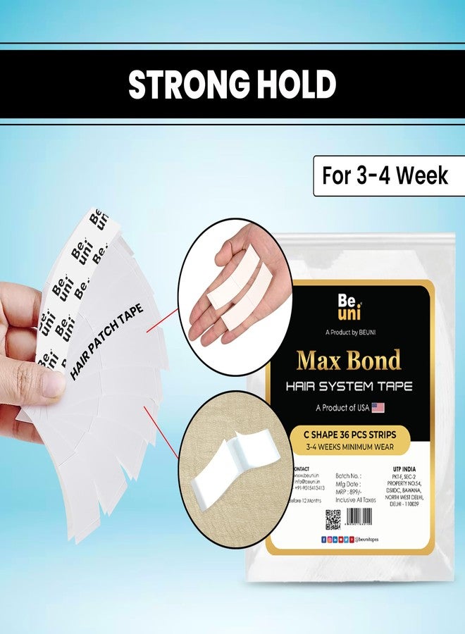Beuni Max Bond Hair Patch Tape For Men - Strong Hold Up To 2-4 Weeks | No ShineTape For Hair Patch | Waterproof Wig Tape For Men | Skin Safe, Non-Allergic, Medical Grade Material | 36 Pcs - Image 2
