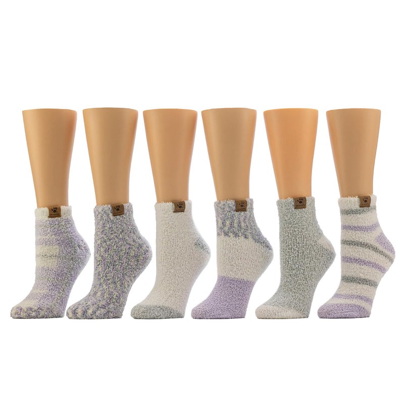 BEARPAW Ladies 6 Pair Pack Cozy Super Soft Warm Lounge Socks Multi Color Patterned Ankle and Low Cut Packs, High Rise, One size - Image 1