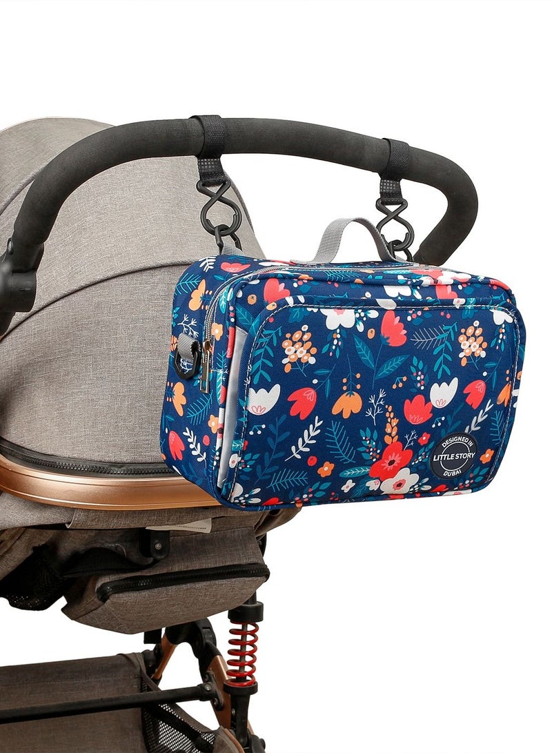 Little Story Baby Diaper Changing Clutch Kit With Detachable Shoulder Strap - Floret Blue - Image 3