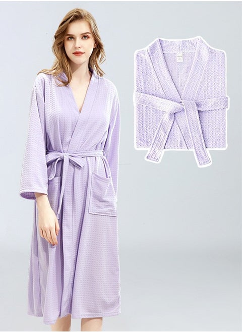 Waffle Weave Bathrobe,Couple Robe,Kimono Robe with Soft Shiny Pocket Bathrobe Bath Towel,Great for After Shower or Swim and Resort Hotel Spa