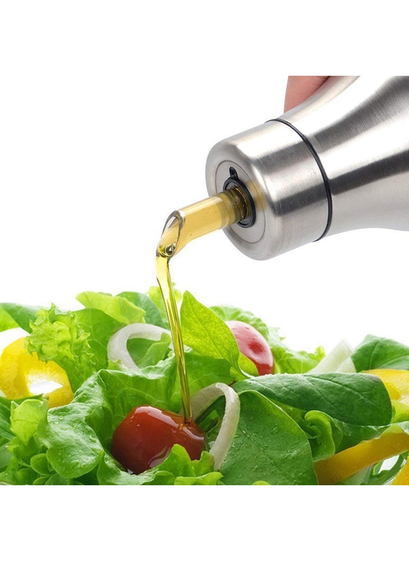 Kuber Industries Kuber Industries Stainless Steel 2 Pieces Oil Dispensers for Kitchen use with Sharp Finish, Slim, Stylish and Trendy Look 1 Litre (Silver) CTKTC34202  - Image 5