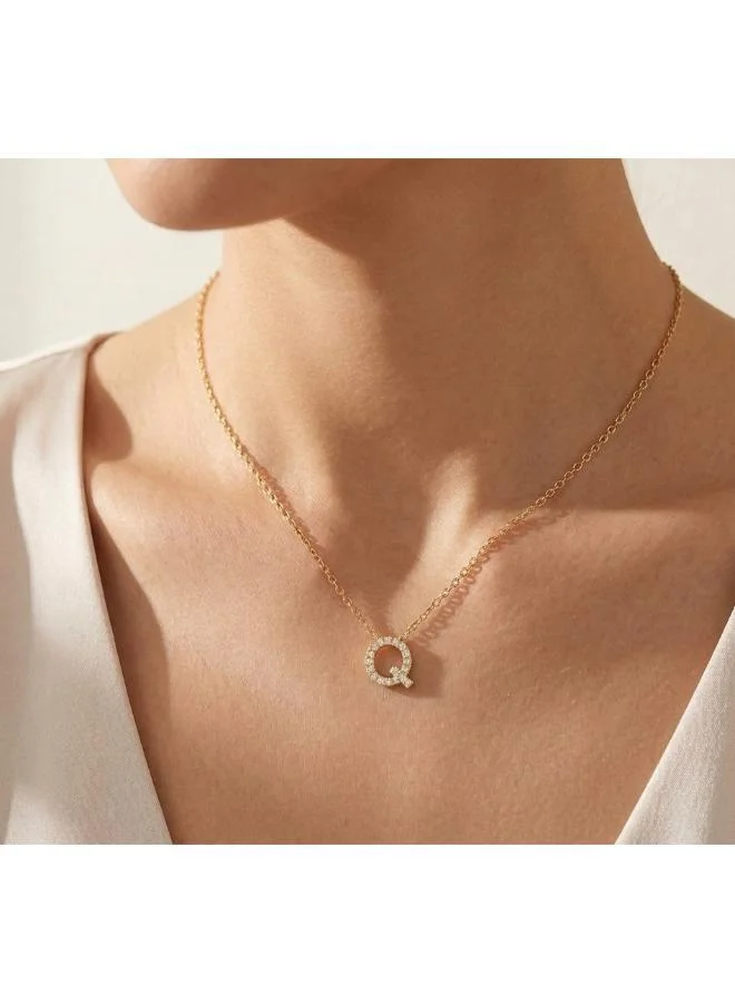 Rovaux Letter Q  Initial Pendant Necklace 18k Gold Plated