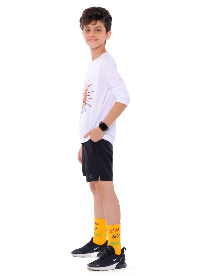 ANJA - Boys' White Basketball T-Shirt – Comfortable, Long-Sleeve Design - Image 1