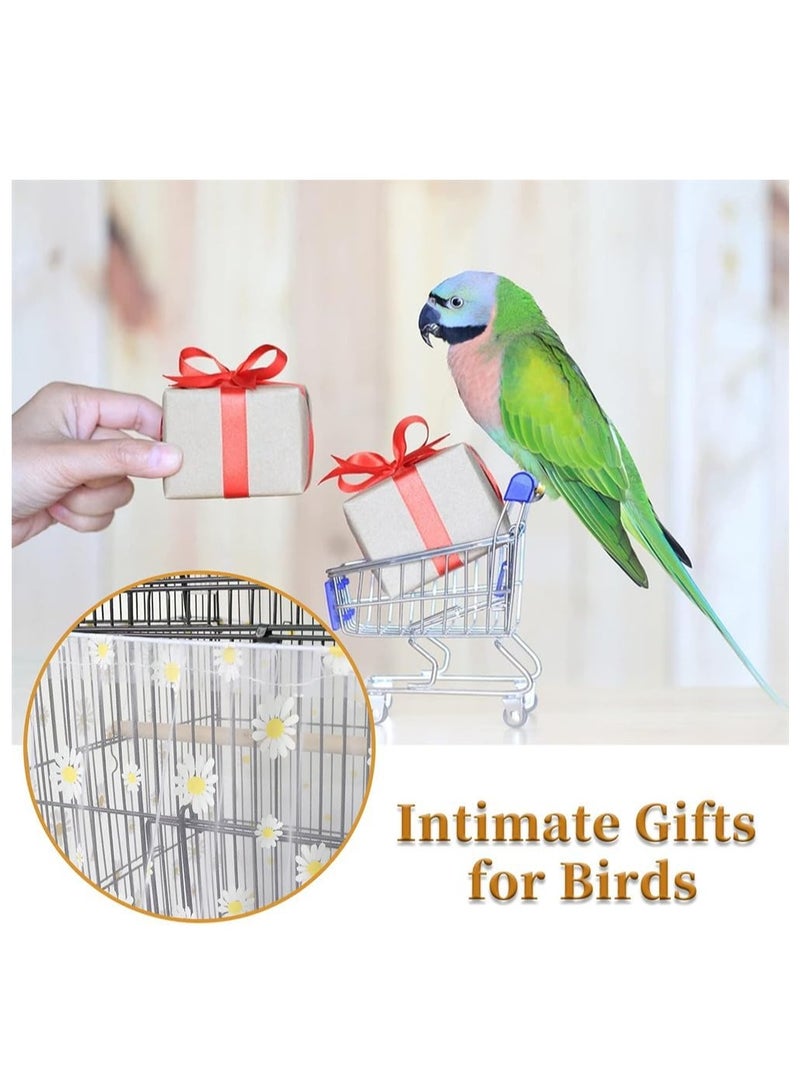 FengSVMA Bird Cage Seed Catcher, Large Bird Cage Cover, Adjustable Soft Nylon Mesh Net with Daisy Pattern, Birdcage Cover Skirt Seed Guard for Parrot Parakeet Macaw Round Square Cages, Prevent Scatter and Mess - Image 4