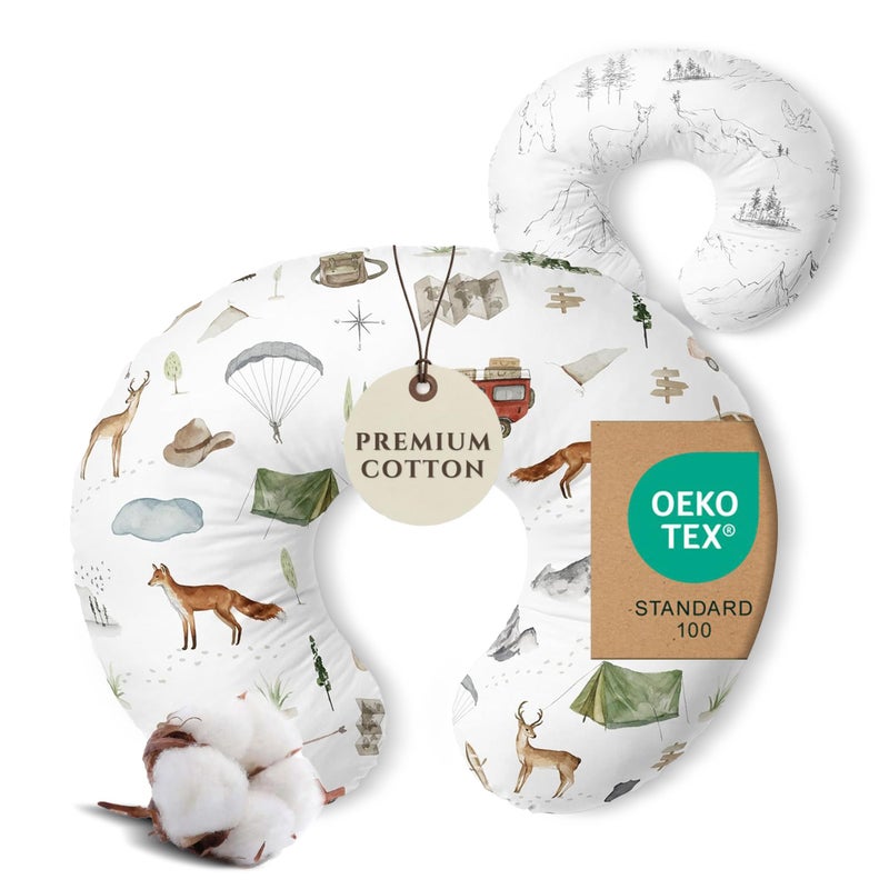 Pobibaby 1Pack Premium Nursing Pillow Cover Ultra Soft Stretchy 96 Cotton Breastfeeding Pillow Cover for Baby Boys and Girls Explore - Image 2
