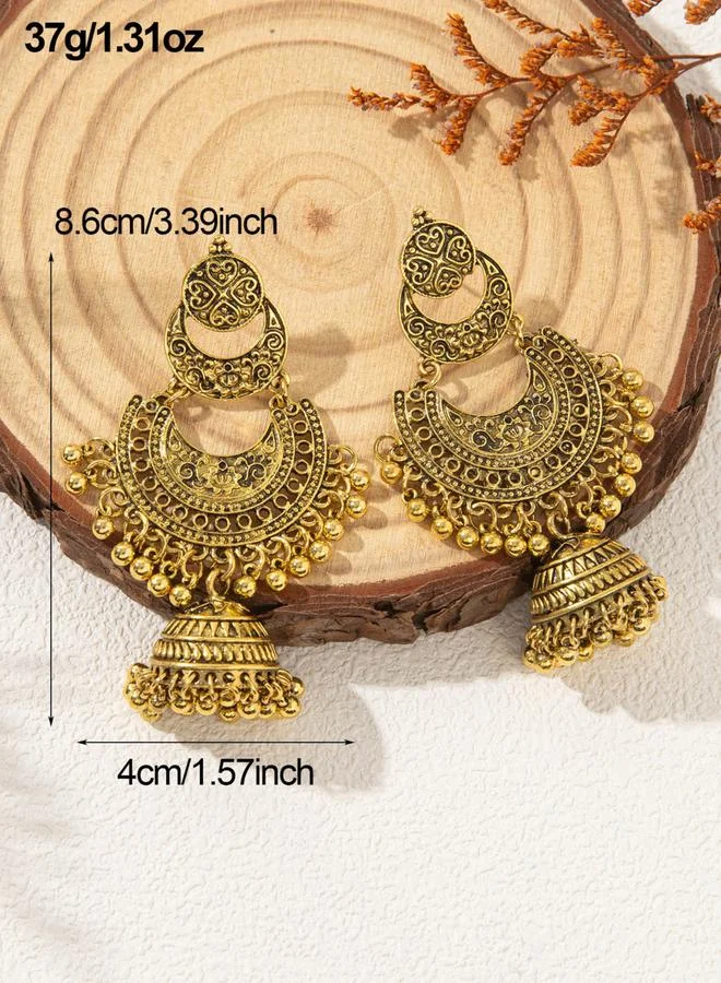 Take Two Take Two Gold Tone Texture Bell Jhumka Earrings