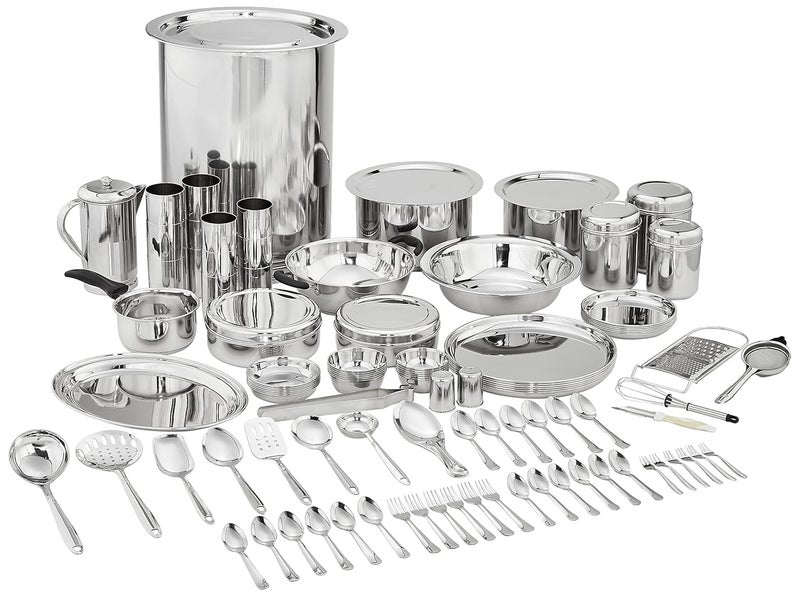 RJ kitchenware Store مجموعة أدوات المطبخ RJ مجموعة عشاء من الفولاذ المقاوم للصدأ 101 قطعة مجموعة عشاء زفاف هدية مجموعة عشاء 101 حزمة - Image 2