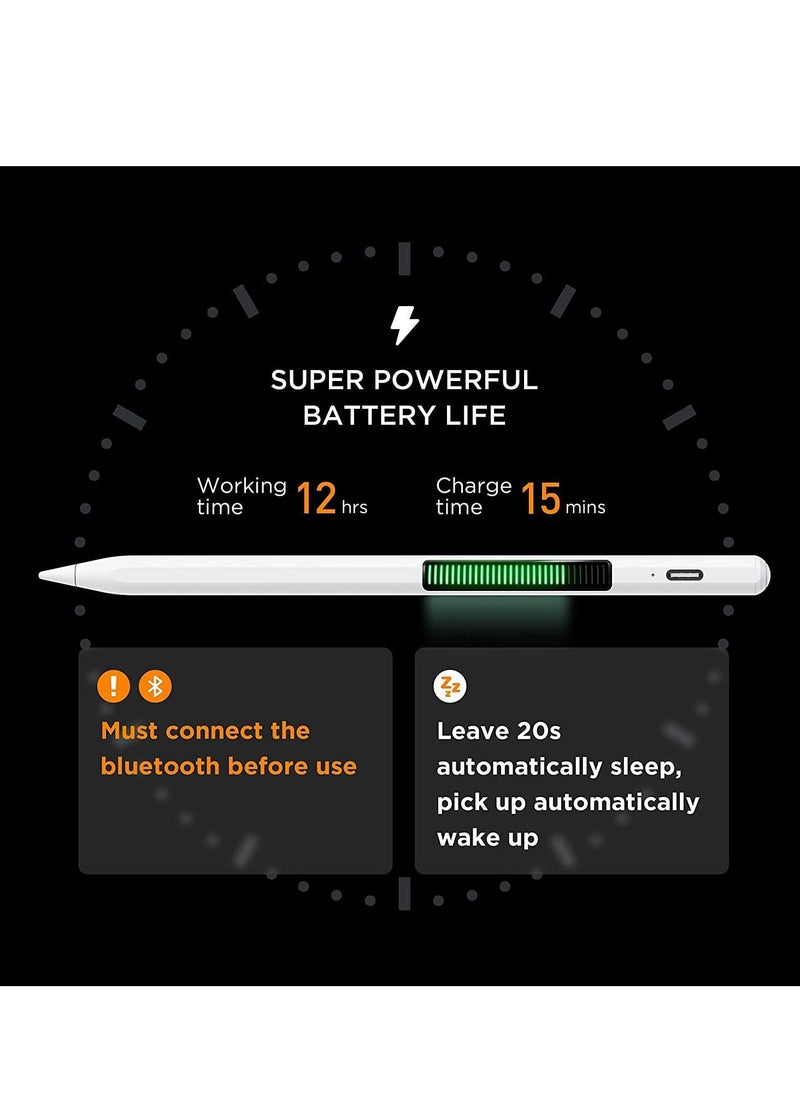 iPad Pen, Palm Rejection &Tilt G-senors Bluetooth Active Stylus Pencil for Apple iPad 2018-2023, Tablet Pen for iPad 6/7/8/9/10th Generation, iPad Pro 11/12.9 inch, Air 3/4/5, Mini 5/6 - Image 5