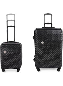 COMPACTOR 2-Piece 4-Wheel Hard Shell Trolley Bag Set with Telescopic Handle Black 53.5 x 31.5 x 80 cm  - Image 2