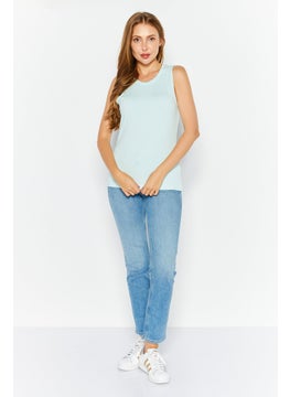ESPRIT Women Crew Neck Sleeveless Ribbed Tank Top, Turquoise  - Image 2