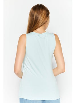 ESPRIT Women Crew Neck Sleeveless Ribbed Tank Top, Turquoise  - Image 4