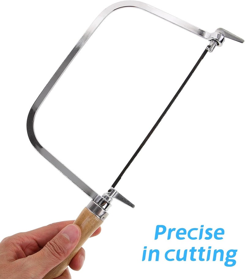 KICHOUSE Coping Saw with Wooden Handle Mini Hand Saw for Woodworking Heavy Duty U-shaped Frame with Replacement Blades for Carving and Crafting 7-inch Woodworking Hand Tool - Image 4