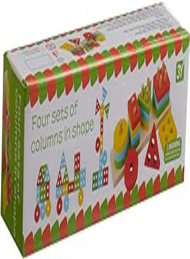 Wooden Geometric Shapes Set for Children - Multi Color