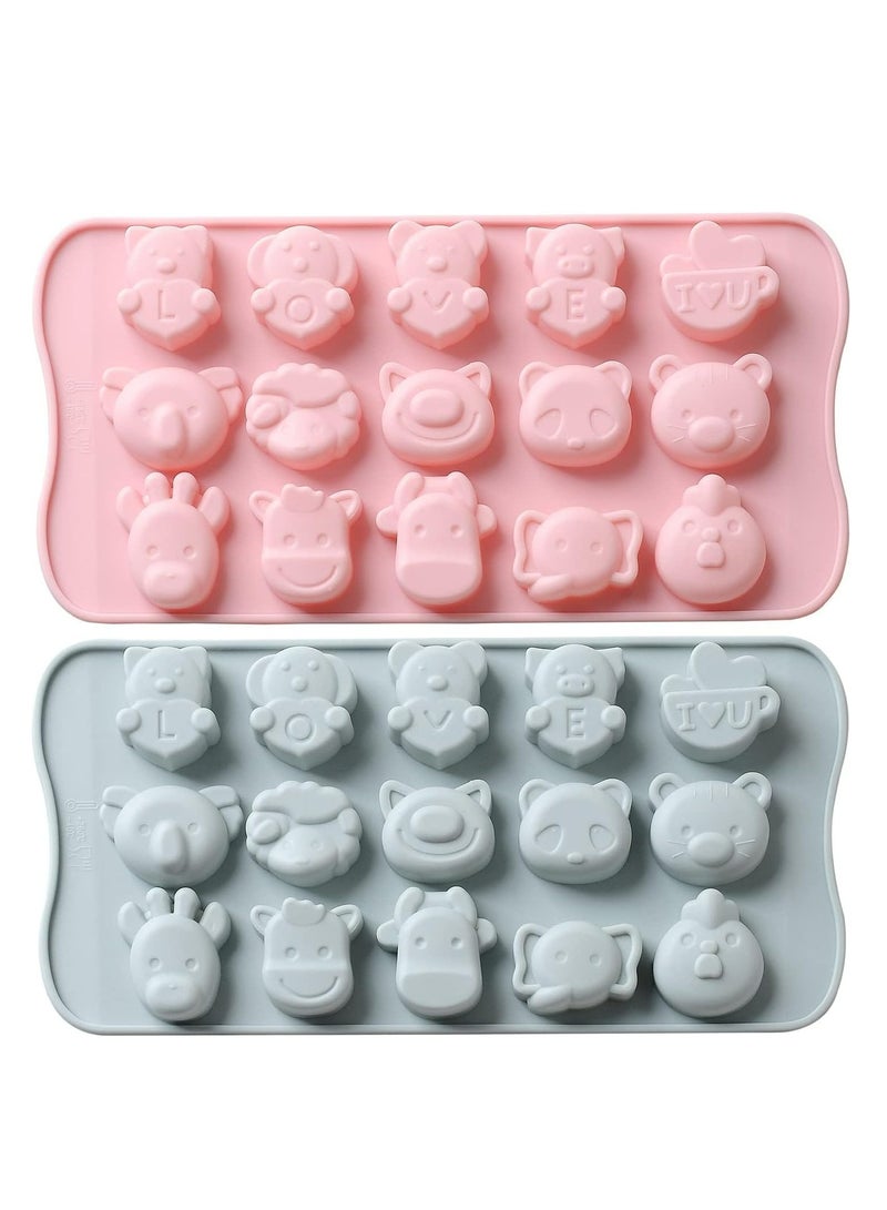 Oasisgalore 2 Pieces Non-stick Candy Chocolate Jelly Silicone Molds Ice Cube Tray for Cake Cookies Candy Jelly - Image 1
