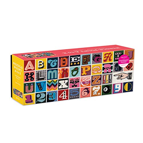Galison Needlepoint A to Z Panoramic Puzzle, 1000 Pieces, 39” x 14” – Jigsaw Puzzle Featuring Colorful Artwork of Vintage Needlepoint – Thick, Sturdy Pieces, Challenging Family Activity - Image 5