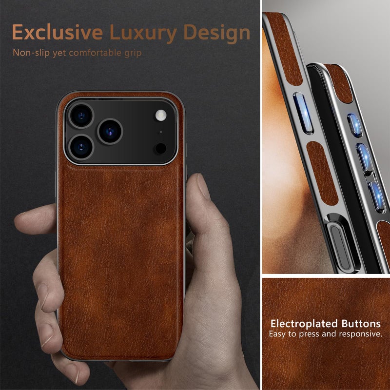 LOHASIC Designed for iPhone 17 Pro Leather Case, Strong Magnetic Compatible with MagSafe Luxury Classic Protective Cases for iPhone 17 Pro 6.3" 2025, Dark Brown - Image 5