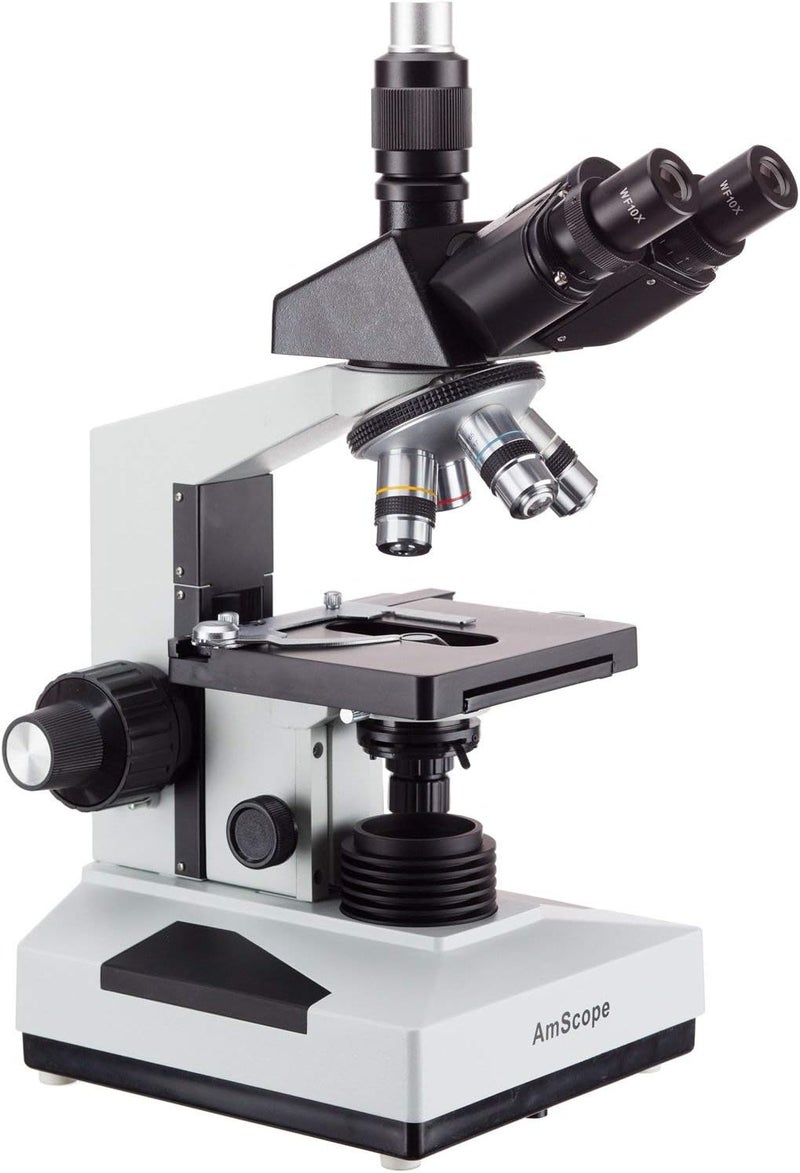 AmScope AmScope T490B5MT Digital Compound Trinocular Microscope WF10x and WF20x Eyepieces 40X2000X Magnification Brightfield Halogen Illumination Abbe Condenser DoubleLayer Mechanical Stage Sliding Head HighResolution Optics Includes 5MP Camera with Reduction Lens and Software  - Image 3