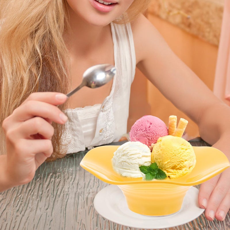 Melamine Wavy Edge Dessert Bowl Reusable for Salad Smoothie Fruit and Ice Cream Serving - Image 5