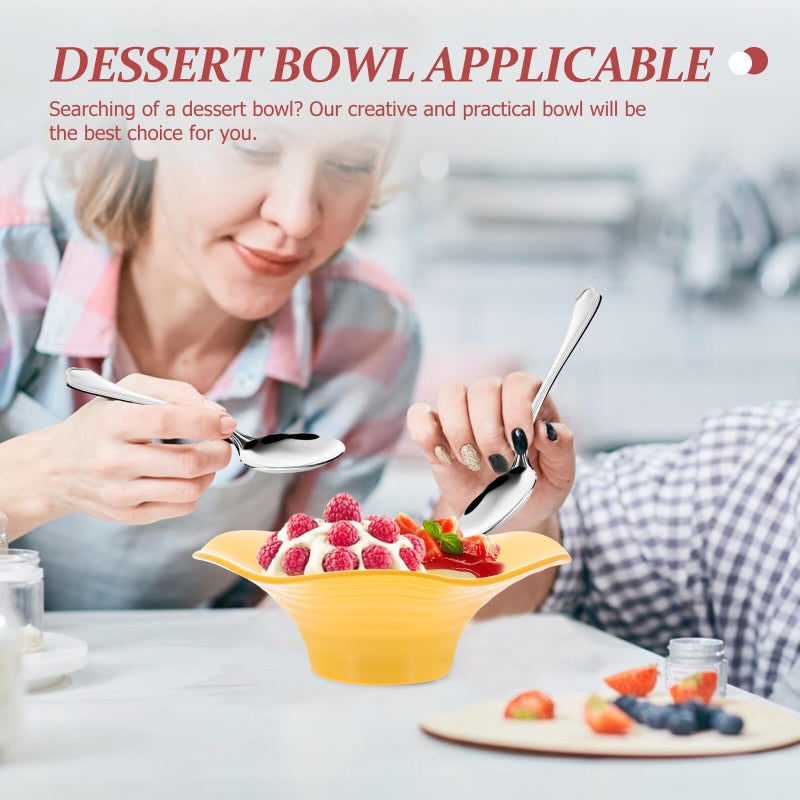 Melamine Wavy Edge Dessert Bowl Reusable for Salad Smoothie Fruit and Ice Cream Serving - Image 4