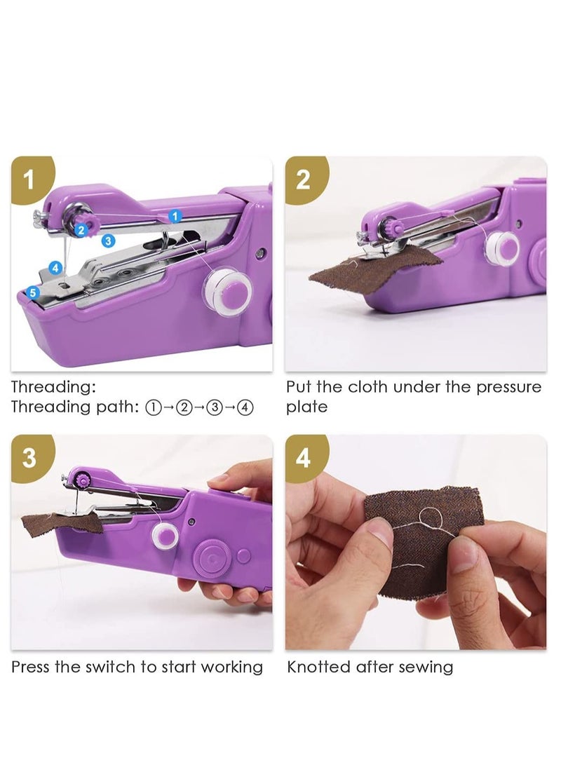 SYOSI Handheld Sewing Machine Hand Held Sewing Device Tool Mini Portable Cordless Sewing Machine Essentials for Home Quick Repairing and Stitch Handicrafts Portable Easy to Operate for Beginners - Image 4