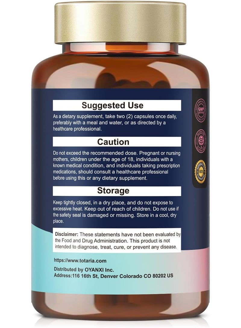 Totaria Women's Vaginal Moisture & Probiotic Support with Hyaluronic Acid, Maca & Fenugreek , Promotes Intimate Balance & Hydration ,120 Capsules - Image 5