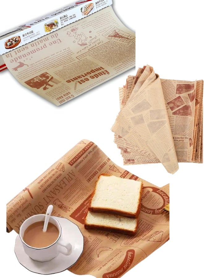 High-quality food-grade baking and wrapping paper – Non-stick newspaper-style parchment paper roll (0.3 x 5 meters) suitable for baking, grilling, air frying, and food wrapping - Image 1