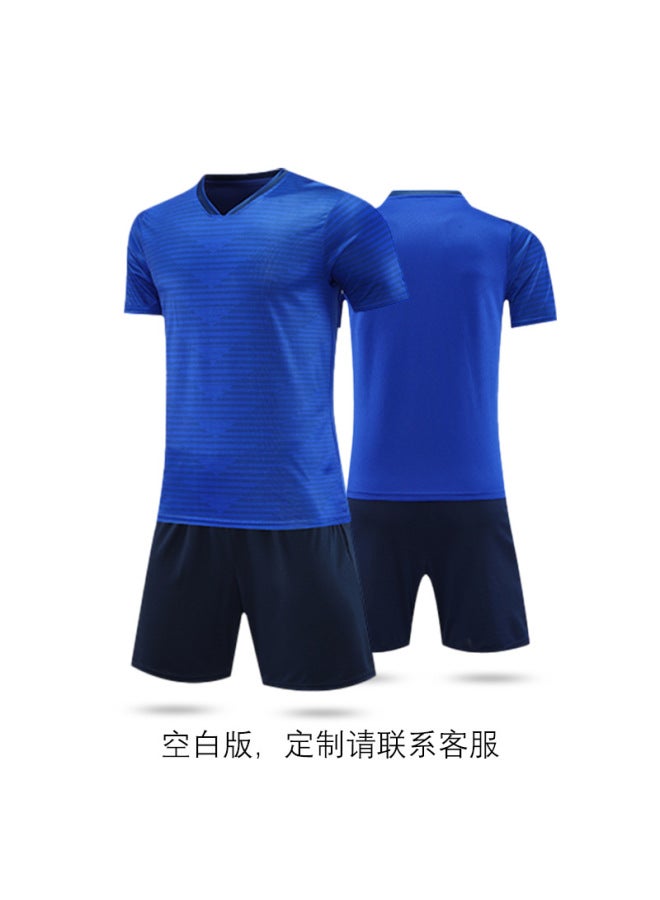 Light Version Short-Sleeved Football Uniform Suit Customized Adult and Children's Football Training Jersey Breathable Quick-Drying Blue